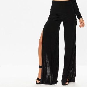 Evening High waist trousers silky feel